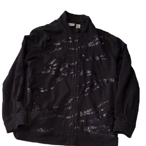 Zenergy By Chico's Black Sequin Golf Jacket Size Large